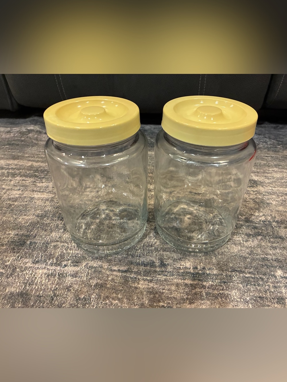 Glass Storage Jars with Yellow Lids - Set of 2